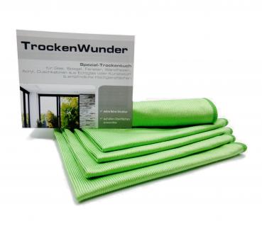 Das Trockenwunder Microfaser Glas-& Poliertuch 5er SET 40x40cm grün